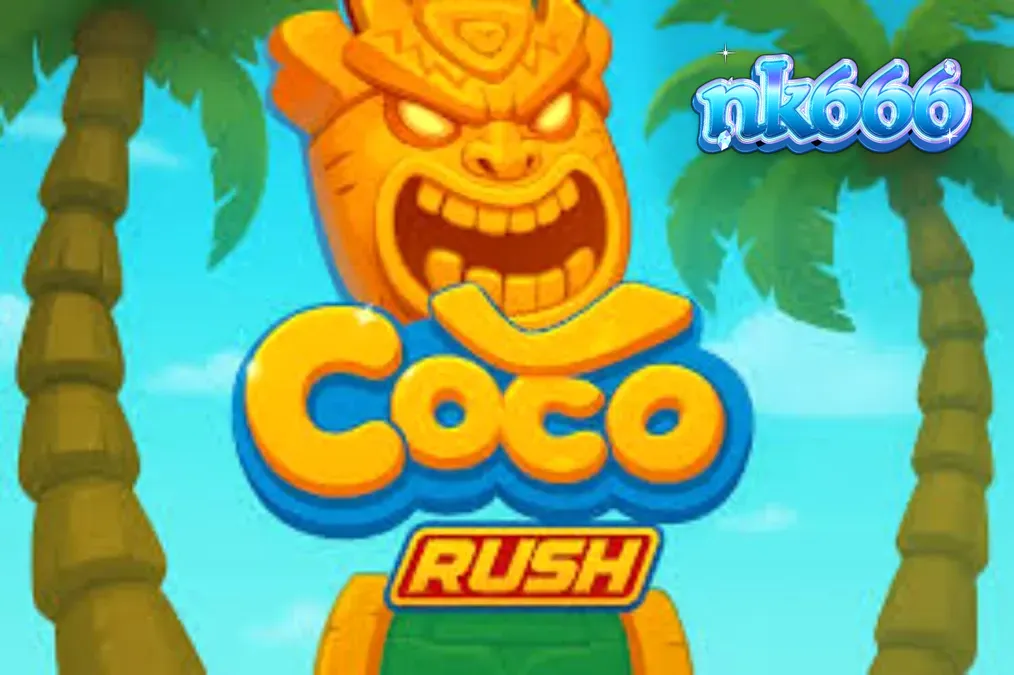 Tampilan visual slot Coco Rush dengan tema pulau tropis dan simbol harta karun.